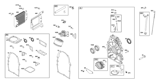 Crankcase Cover/Sump And Lubrication Group Diagram and Parts List for 386447-0189-B5 200000 - 399999 Briggs and Stratton Engine